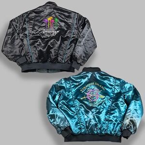 Vintage Las Vegas Mirage Treasure Island Jacket Men XXL Satin Reversible 90s USA